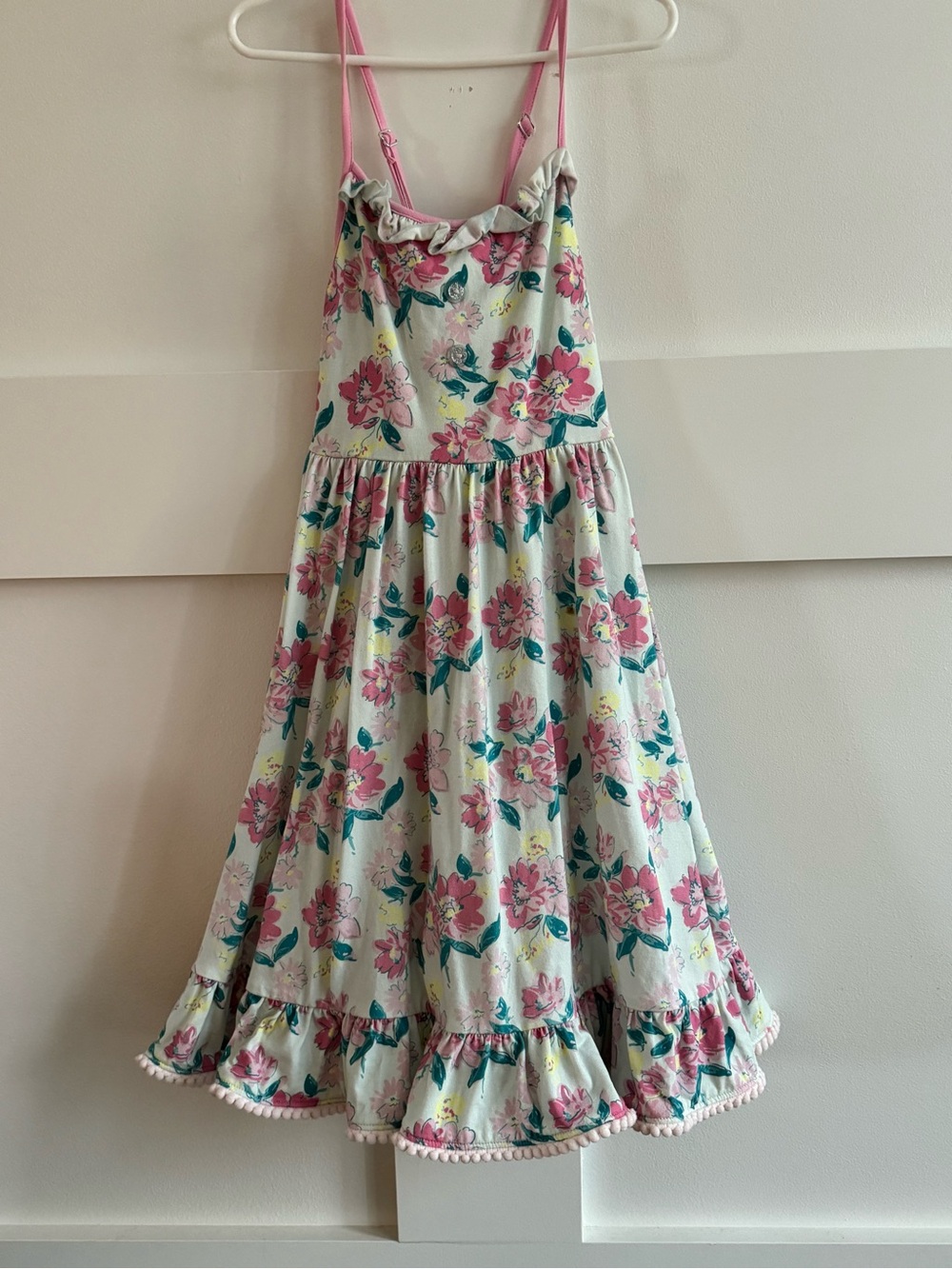 Love Millie Clothing- Girls Floral Ruffle Sun Dress in Pink and Cream